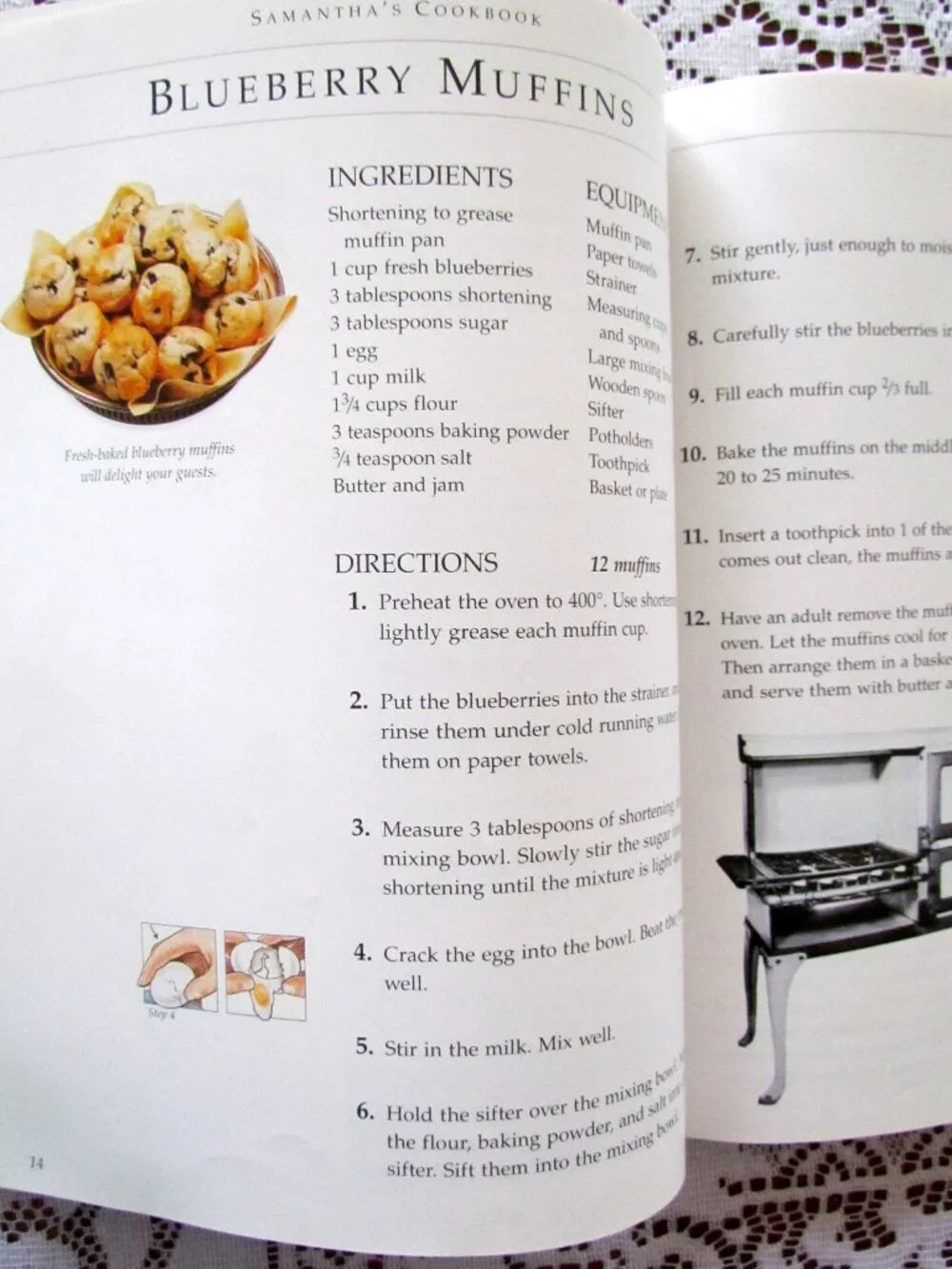 AMERICAN GIRL SAMANTHA'S COOKBOOK w EARLY 1900s RECIPES to COOK, VINTAGE 1994